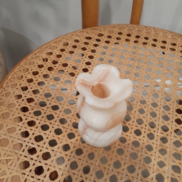 Vintage Alabaster/Marble Scalloped Edge Taper Candle Holder - Picture 2 of 5